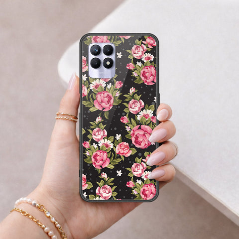 Realme 8i Cover - Floral Series - HQ Ultra Shine Premium Infinity Glass Soft Silicon Borders Case