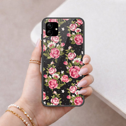 Samsung Galaxy A04e Cover - Floral Series - HQ Ultra Shine Premium Infinity Glass Soft Silicon Borders Case