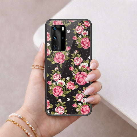 Huawei P40 Pro Cover - Floral Series - HQ Ultra Shine Premium Infinity Glass Soft Silicon Borders Case