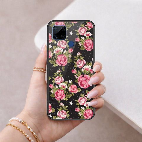 Realme C15 Cover - Floral Series - HQ Ultra Shine Premium Infinity Glass Soft Silicon Borders Case