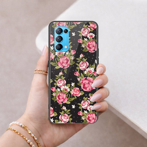 Oppo Reno 5 4G Cover - Floral Series - HQ Ultra Shine Premium Infinity Glass Soft Silicon Borders Case