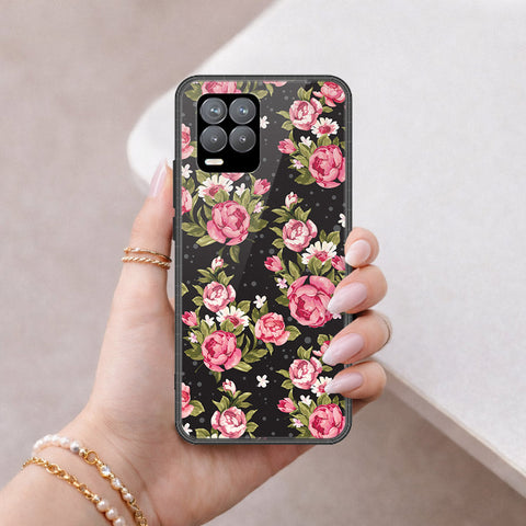 Realme 8 Cover - Floral Series - HQ Ultra Shine Premium Infinity Glass Soft Silicon Borders Case