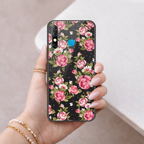 Infinix Hot 8 Cover - Floral Series - HQ Ultra Shine Premium Infinity Glass Soft Silicon Borders Case