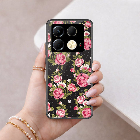 Infinix Note 40 Cover - Floral Series - HQ Ultra Shine Premium Infinity Glass Soft Silicon Borders Case