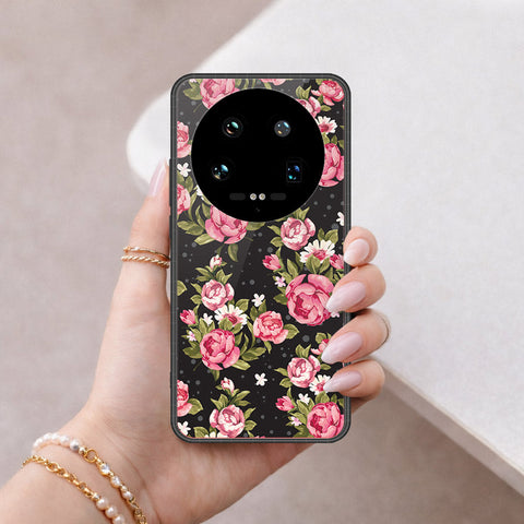 Xiaomi 14 Ultra Cover - Floral Series - HQ Ultra Shine Premium Infinity Glass Soft Silicon Borders Case