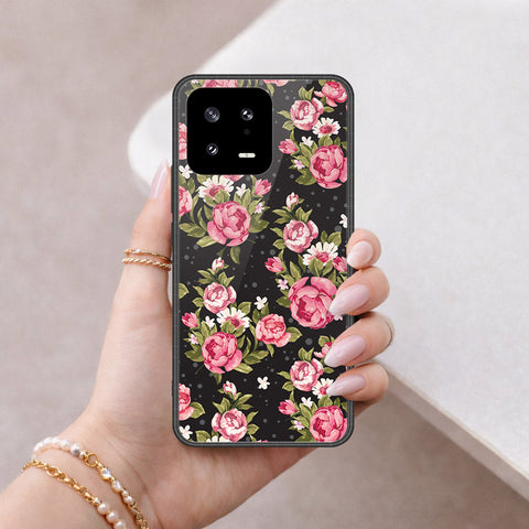 Xiaomi 13 Cover - Floral Series - HQ Ultra Shine Premium Infinity Glass Soft Silicon Borders Case