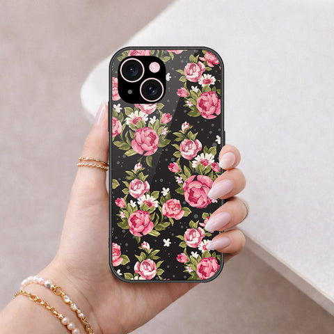 iPhone 15 Cover - Floral Series - HQ Ultra Shine Premium Infinity Glass Soft Silicon Borders Case