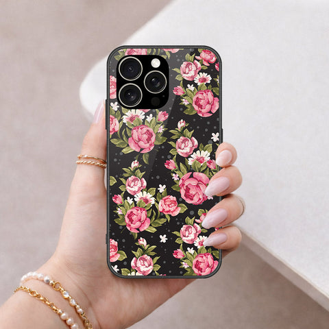 IPhone 15 Pro Cover - Floral Series - HQ Ultra Shine Premium Infinity Glass Soft Silicon Borders Case