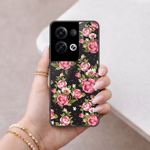 Oppo Reno 8 Pro  Cover - Floral Series - HQ Ultra Shine Premium Infinity Glass Soft Silicon Borders Case