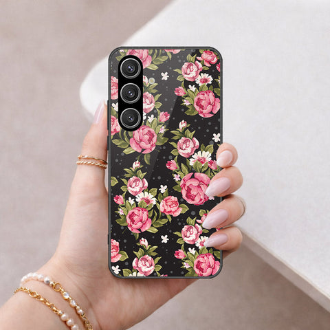 Samsung Galaxy S24 Cover - Floral Series - HQ Ultra Shine Premium Infinity Glass Soft Silicon Borders Case