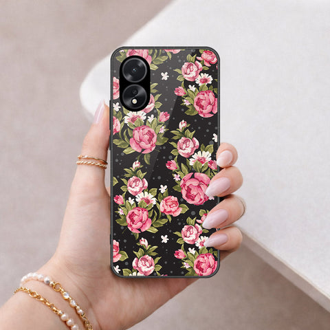 Oppo A38 Cover - Floral Series - HQ Ultra Shine Premium Infinity Glass Soft Silicon Borders Case