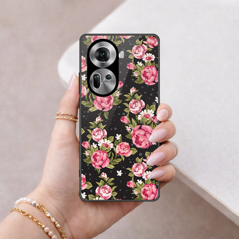 Oppo Reno 11 5G Cover - Floral Series - HQ Ultra Shine Premium Infinity Glass Soft Silicon Borders Case