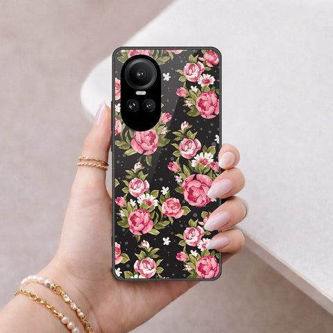 Oppo Reno 10 Pro Cover - Floral Series - HQ Ultra Shine Premium Infinity Glass Soft Silicon Borders Case