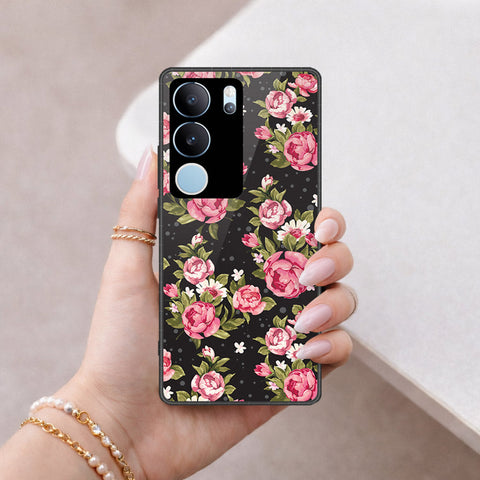 Vivo V29 Cover - Floral Series - HQ Ultra Shine Premium Infinity Glass Soft Silicon Borders Case