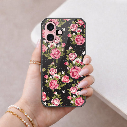 iPhone 16 - Floral Series - HQ Ultra Shine Premium Infinity Glass Soft Silicon Borders Case