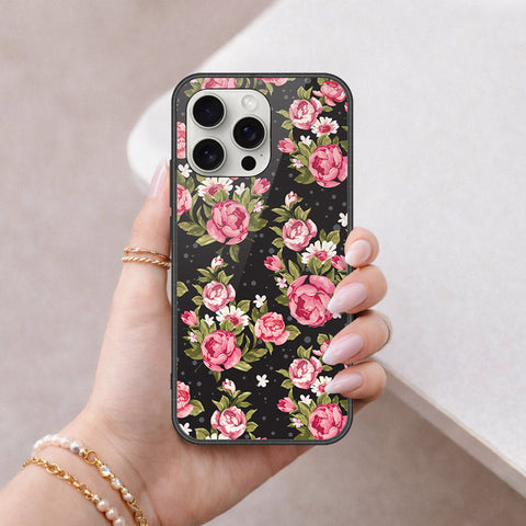 iPhone 16 Pro Max - Floral Series - HQ Ultra Shine Premium Infinity Glass Soft Silicon Borders Case