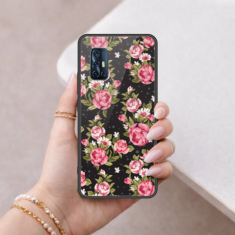 Vivo V17 Cover - Floral Series - HQ Ultra Shine Premium Infinity Glass Soft Silicon Borders Case