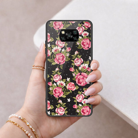 Xiaomi Poco X3 Cover - Floral Series - HQ Ultra Shine Premium Infinity Glass Soft Silicon Borders Case