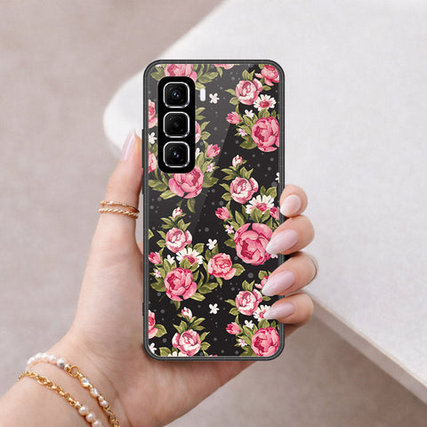 Infinix Hot 60 Pro Cover - Floral Series - HQ Ultra Shine Premium Infinity Glass Soft Silicon Borders Case