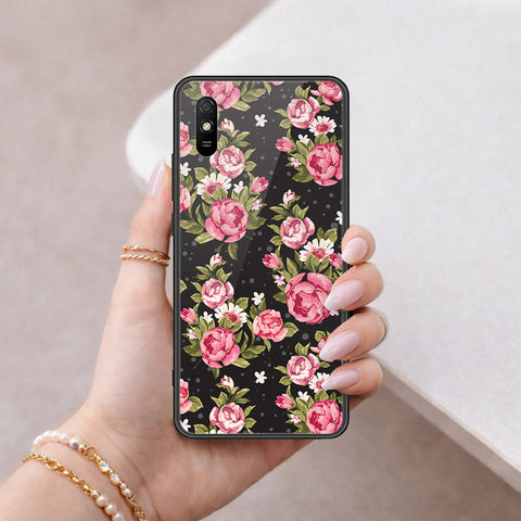 Xiaomi Redmi 9A Cover - Floral Series - HQ Ultra Shine Premium Infinity Glass Soft Silicon Borders Case