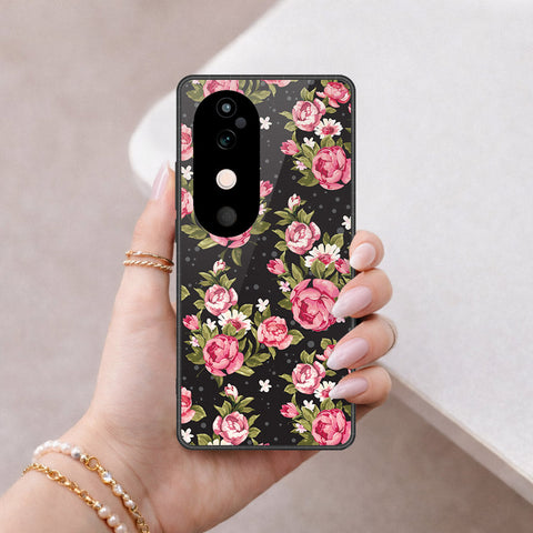 Vivo V40 Cover - Floral Series - HQ Ultra Shine Premium Infinity Glass Soft Silicon Borders Case