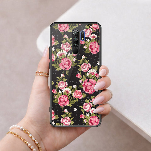 Xiaomi Redmi 9 Cover - Floral Series - HQ Ultra Shine Premium Infinity Glass Soft Silicon Borders Case