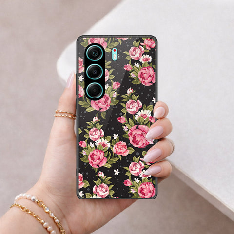 Tecno Camon 40 Pro Cover - Floral Series - HQ Ultra Shine Premium Infinity Glass Soft Silicon Borders Case
