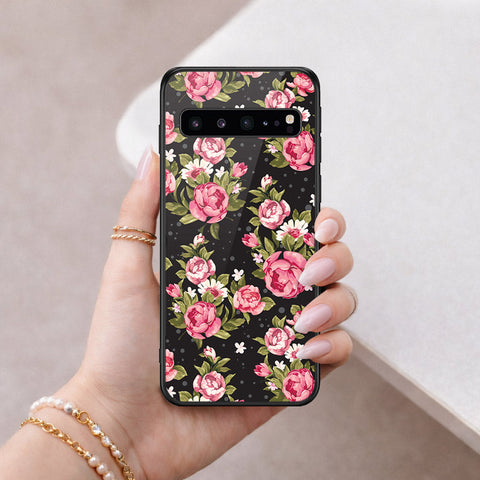 Samsung Galaxy S10 5G Cover - Floral Series - HQ Ultra Shine Premium Infinity Glass Soft Silicon Borders Case