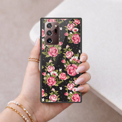 Samsung Galaxy Note 20 Ultra Cover - Floral Series - HQ Ultra Shine Premium Infinity Glass Soft Silicon Borders Case