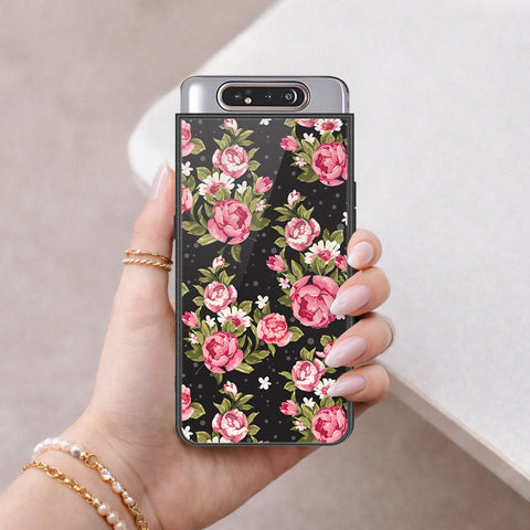 Samsung Galaxy A90 Cover - Floral Series - HQ Ultra Shine Premium Infinity Glass Soft Silicon Borders Case