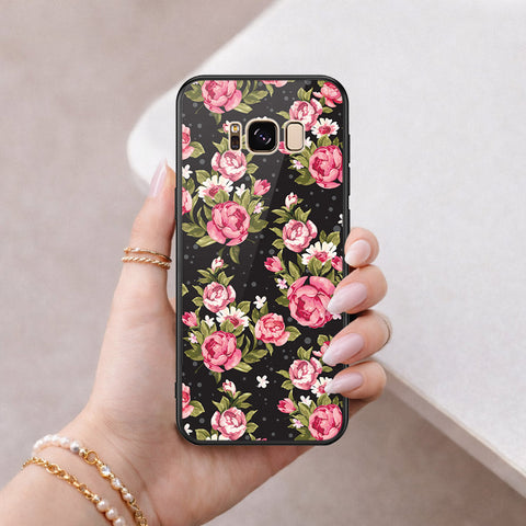 Samsung Galaxy S8 Cover - Floral Series - HQ Ultra Shine Premium Infinity Glass Soft Silicon Borders Case