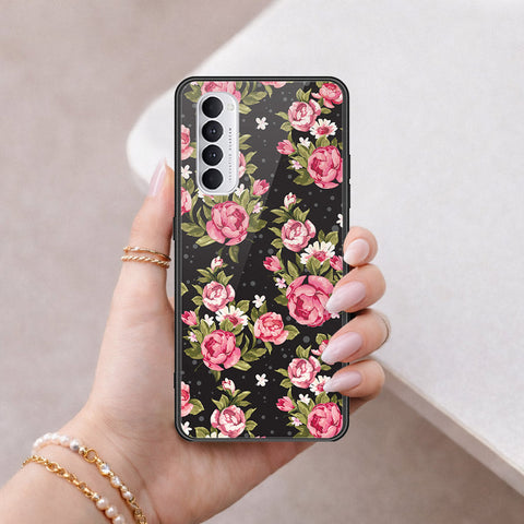 Oppo Reno 4 Pro Cover - Floral Series - HQ Ultra Shine Premium Infinity Glass Soft Silicon Borders Case