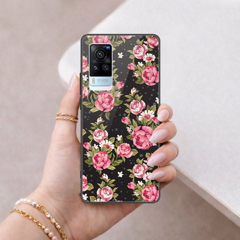 Vivo X60 Cover - Floral Series - HQ Ultra Shine Premium Infinity Glass Soft Silicon Borders Case