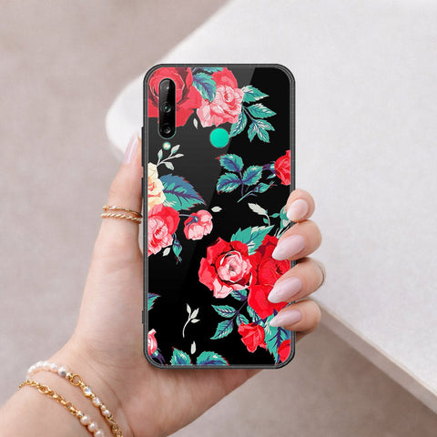 Huawei Y7P Cover - Floral Series - HQ Ultra Shine Premium Infinity Glass Soft Silicon Borders Case