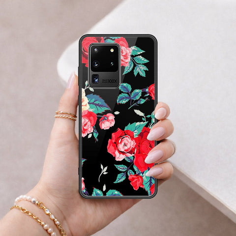Samsung Galaxy S20 Ultra Cover - Floral Series - HQ Ultra Shine Premium Infinity Glass Soft Silicon Borders Case