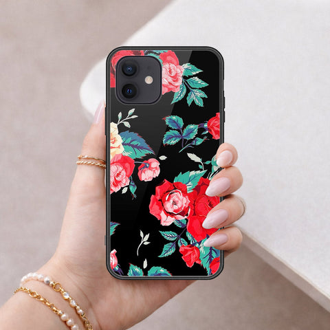 iPhone 12 - Floral Series - HQ Ultra Shine Premium Infinity Glass Soft Silicon Borders Case