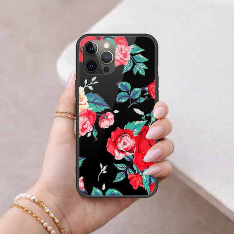 iPhone 12 Pro - Floral Series - HQ Ultra Shine Premium Infinity Glass Soft Silicon Borders Case