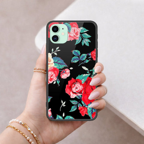 iPhone 11 - Floral Series - HQ Ultra Shine Premium Infinity Glass Soft Silicon Borders Case