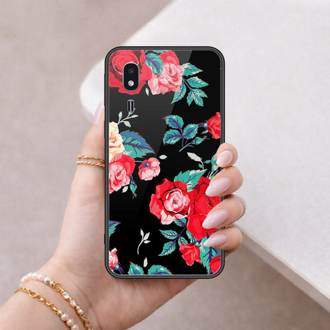 Samsung Galaxy A2 Core Cover - Floral Series - HQ Ultra Shine Premium Infinity Glass Soft Silicon Borders Case