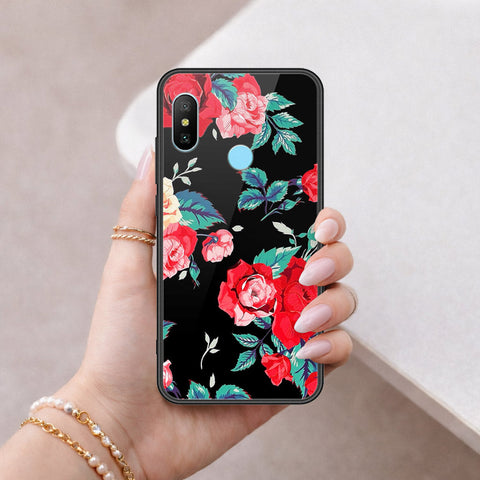 Xiaomi Mi A2 Cover - Floral Series - HQ Ultra Shine Premium Infinity Glass Soft Silicon Borders Case