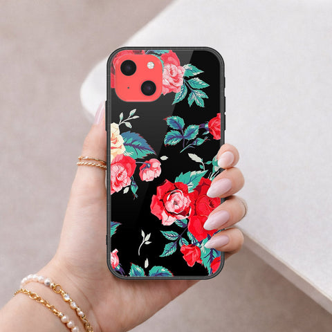 iPhone 13 Mini Cover - Floral Series - HQ Ultra Shine Premium Infinity Glass Soft Silicon Borders Case