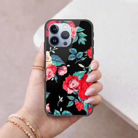 iPhone 13 Pro Cover - Floral Series - HQ Ultra Shine Premium Infinity Glass Soft Silicon Borders Case