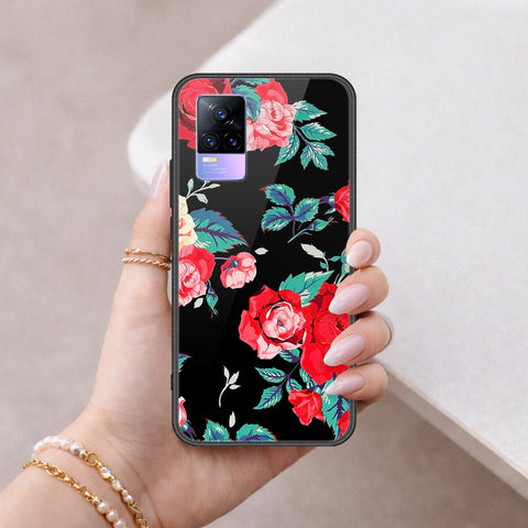Vivo Y73 Cover - Floral Series - HQ Ultra Shine Premium Infinity Glass Soft Silicon Borders Case