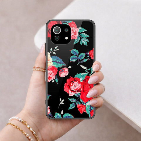 Xiaomi Mi 11 Lite Cover - Floral Series - HQ Ultra Shine Premium Infinity Glass Soft Silicon Borders Case