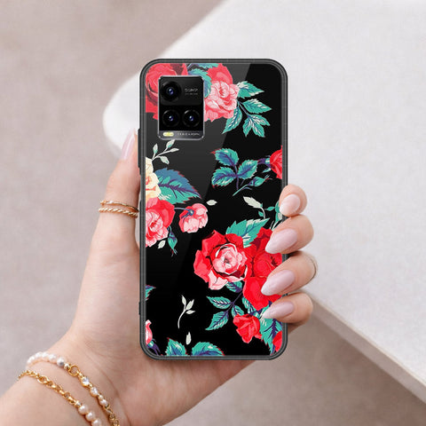 Vivo Y33s Cover - Floral Series - HQ Ultra Shine Premium Infinity Glass Soft Silicon Borders Case