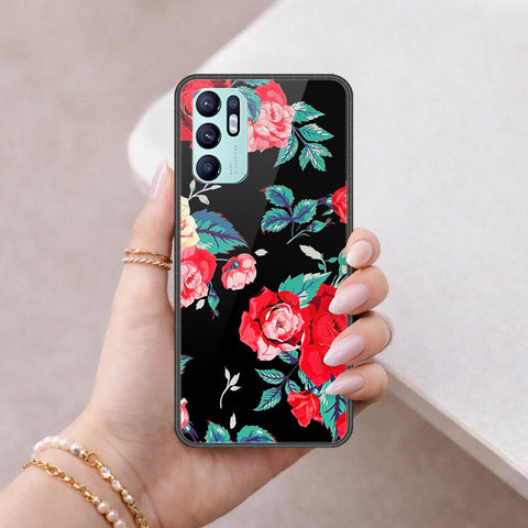 Oppo Reno 6 Cover - Floral Series - HQ Ultra Shine Premium Infinity Glass Soft Silicon Borders Case