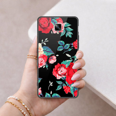 OnePlus 3 Cover - Floral Series - HQ Ultra Shine Premium Infinity Glass Soft Silicon Borders Case