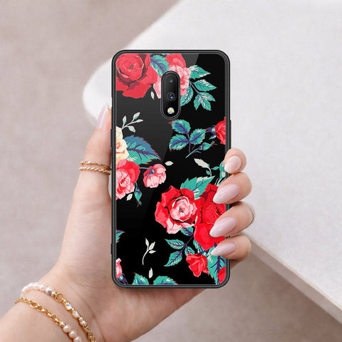 OnePlus 7 Cover - Floral Series - HQ Ultra Shine Premium Infinity Glass Soft Silicon Borders Case
