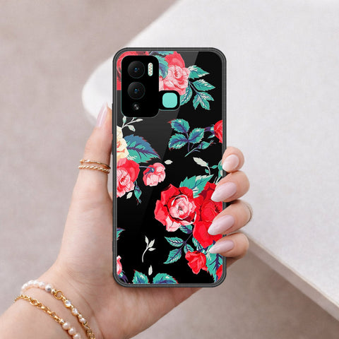 Infinix Hot 12 Play Cover - Floral Series - HQ Ultra Shine Premium Infinity Glass Soft Silicon Borders Case