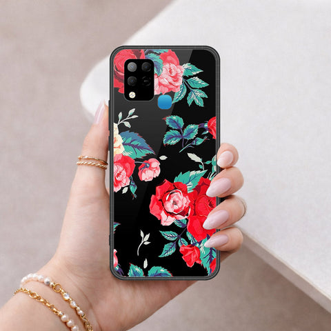 Infinix Hot 10s Cover - Floral Series - HQ Ultra Shine Premium Infinity Glass Soft Silicon Borders Case